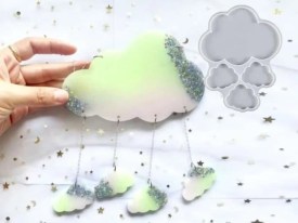 Molde silicona 4 nubes colgantes